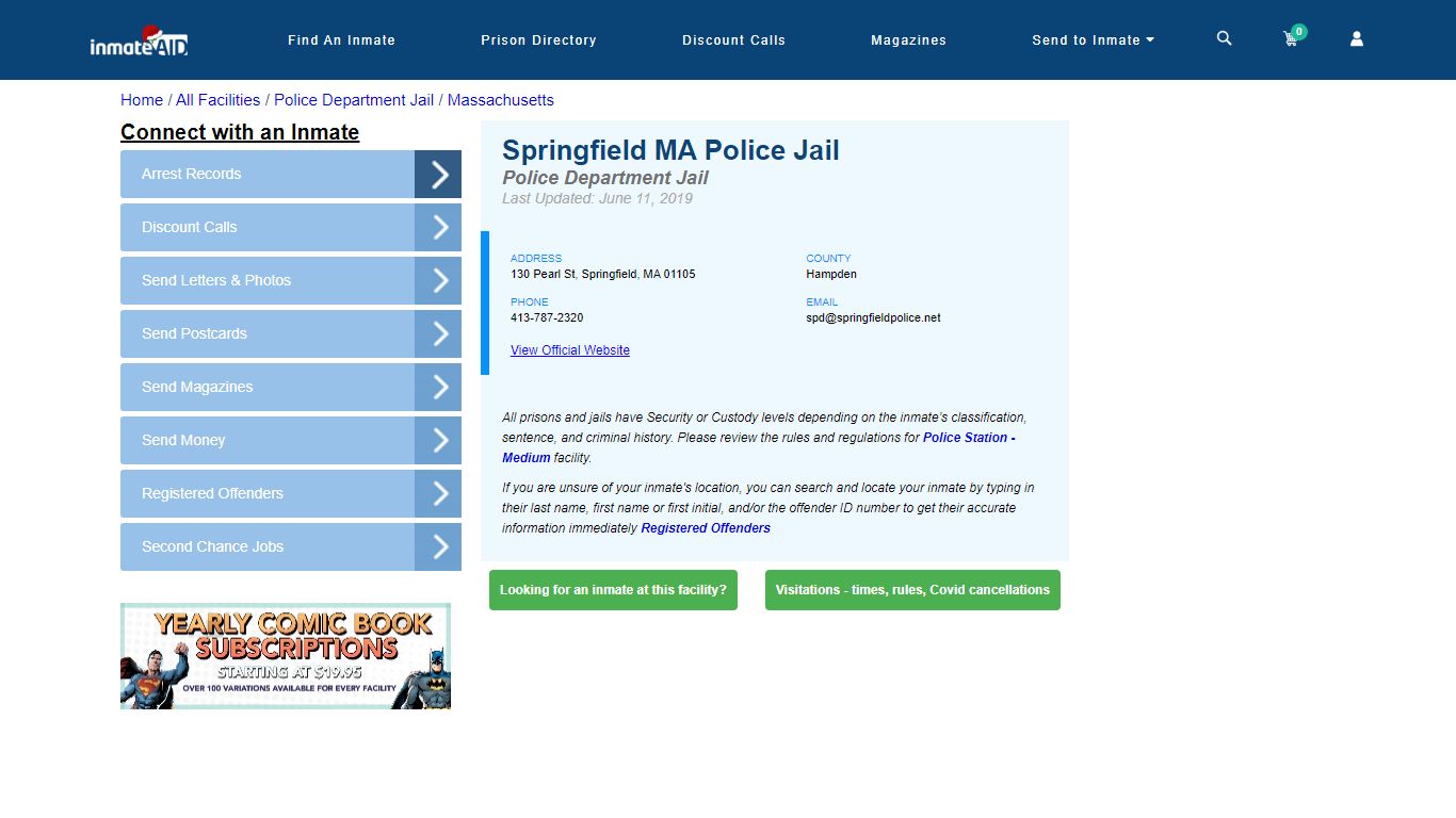 Springfield MA Police Jail & Inmate Search - Springfield, MA