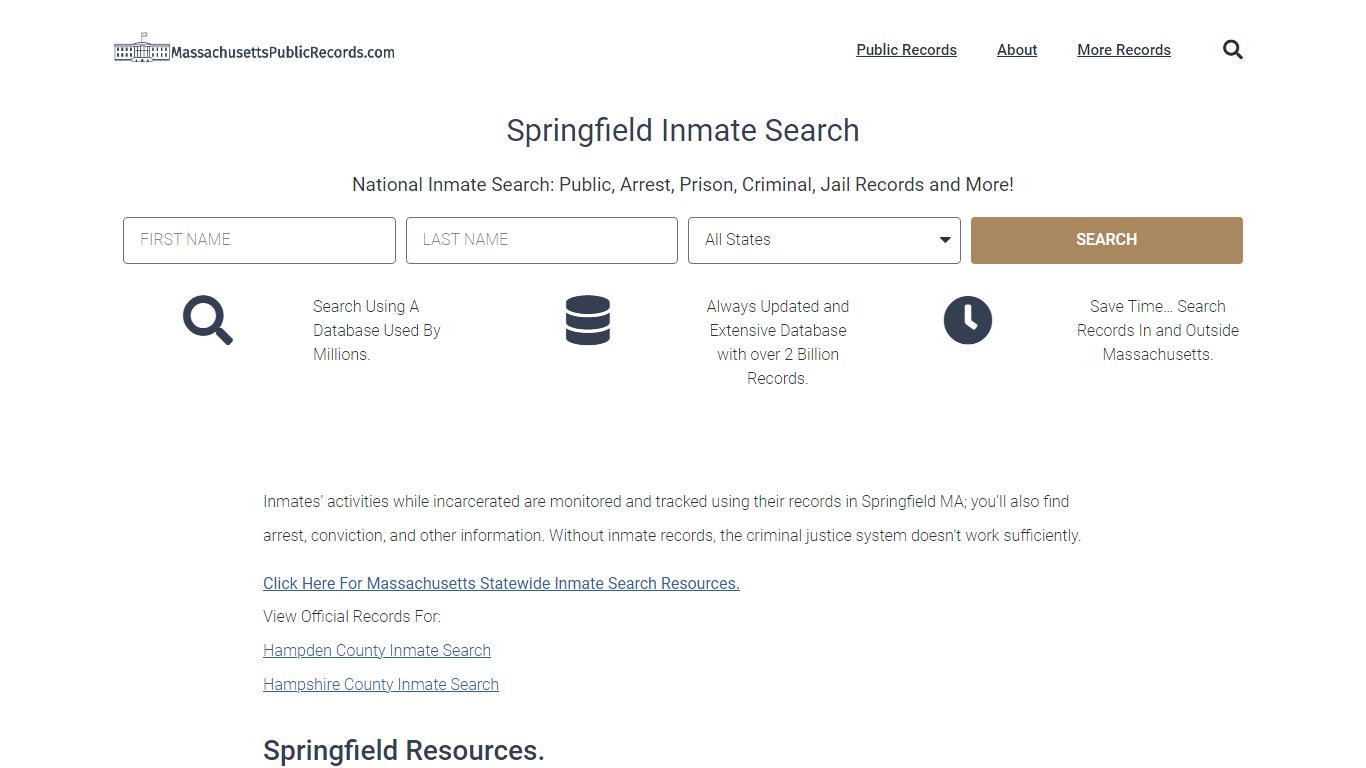 Springfield Inmate Search - SPD Current & Past Jail Records