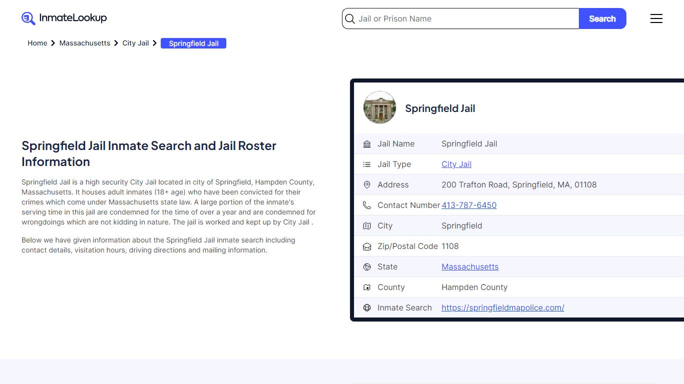 Springfield Jail Inmate Search, Jail Roster, Bookings, Arrests - Inmate ...